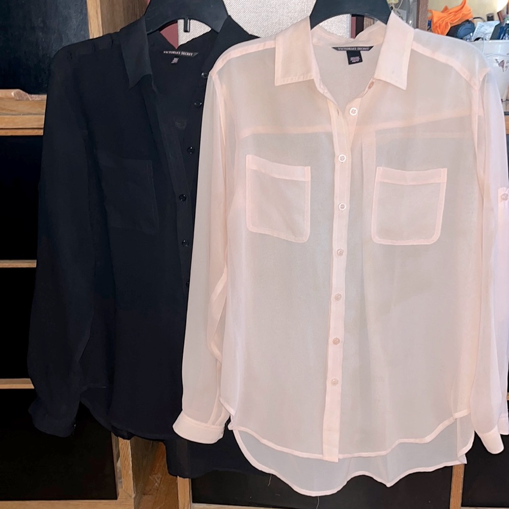 2 Victoria’s Secret Sheer Button Down Tops